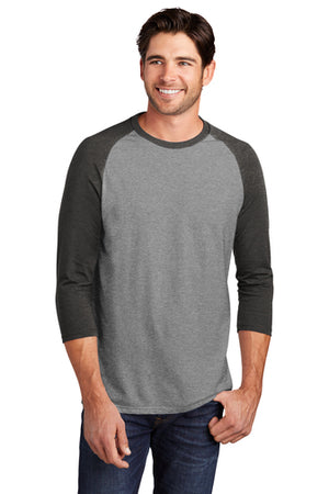 DM136 District ® Perfect Tri ® 3/4-Sleeve Raglan Baseball Tee- WHITE imprint