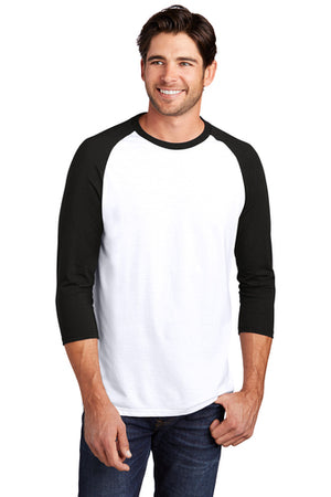 DM136 District ® Perfect Tri ® 3/4-Sleeve Raglan Baseball Tee- BLACK imprint