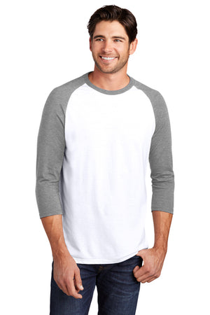 DM136 District ® Perfect Tri ® 3/4-Sleeve Raglan Baseball Tee- BLACK imprint
