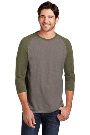 DM136 District ® Perfect Tri ® 3/4-Sleeve Raglan Baseball Tee- WHITE imprint