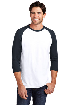 DM136 District ® Perfect Tri ® 3/4-Sleeve Raglan Baseball Tee- BLACK imprint