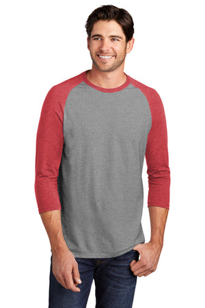 DM136 District ® Perfect Tri ® 3/4-Sleeve Raglan Baseball Tee- WHITE imprint