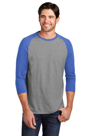 DM136 District ® Perfect Tri ® 3/4-Sleeve Raglan Baseball Tee- WHITE imprint