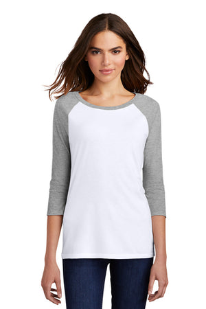 LADIES DM136L District ® Perfect Tri ® 3/4-Sleeve Raglan Baseball Tee- BLACK  imprint