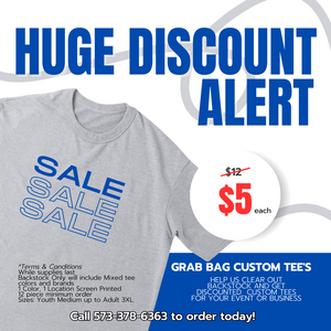 $5.00 GRAB BAG SPECIAL Screen Printed Tees