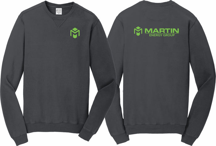 Martin Energy Group PC098 Port & Company® Beach Wash® Garment-Dyed Crewneck Sweatshirt-Screen Print