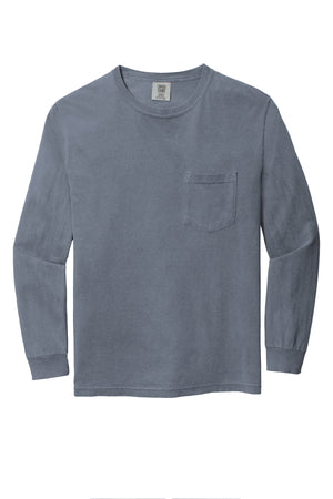 Comfort Colors ® Heavyweight Ring Spun Long Sleeve Pocket Tee 4410- EMBROIDERED