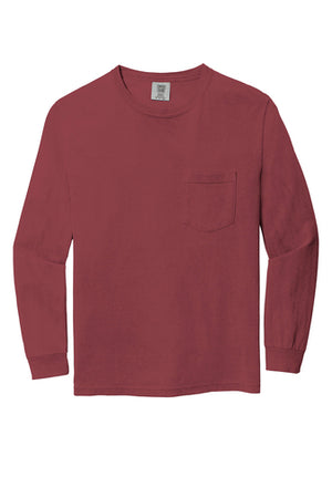 Comfort Colors ® Heavyweight Ring Spun Long Sleeve Pocket Tee 4410- EMBROIDERED