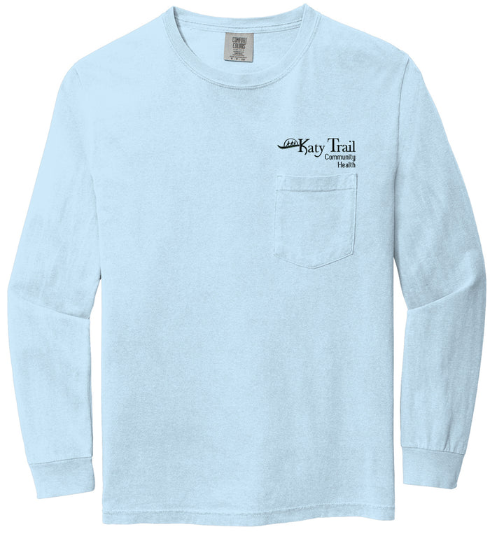 Comfort Colors ® Heavyweight Ring Spun Long Sleeve Pocket Tee 4410- EMBROIDERED