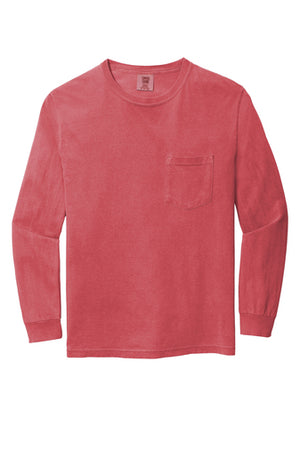 Comfort Colors ® Heavyweight Ring Spun Long Sleeve Pocket Tee 4410- EMBROIDERED