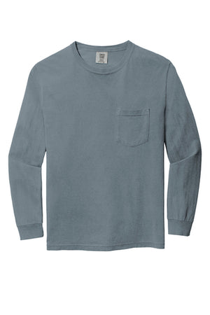 Comfort Colors ® Heavyweight Ring Spun Long Sleeve Pocket Tee 4410- EMBROIDERED