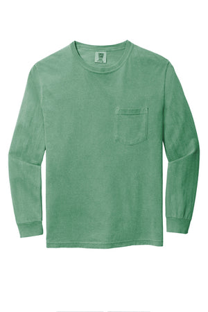 Comfort Colors ® Heavyweight Ring Spun Long Sleeve Pocket Tee 4410- EMBROIDERED