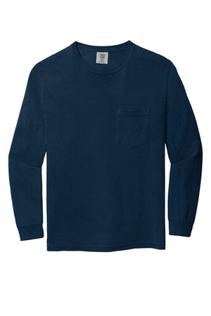 Comfort Colors ® Heavyweight Ring Spun Long Sleeve Pocket Tee 4410- EMBROIDERED