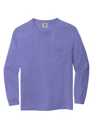 Comfort Colors ® Heavyweight Ring Spun Long Sleeve Pocket Tee 4410- EMBROIDERED