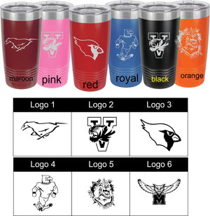 20 oz Colored School Logo Tumbler