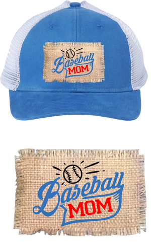 Baseball Mom-Burlap Patch Cap