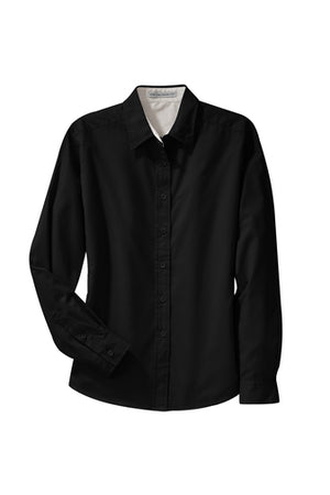 L608 Port Authority® Ladies Long Sleeve Easy Care Shirt (WHITE EMBROIDERY)