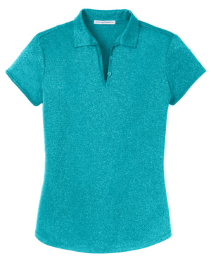 Port Authority® Ladies Trace Heather Polo L576-White Embroidery