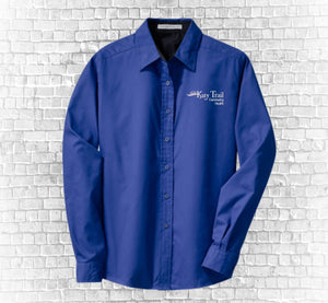 L608 Port Authority® Ladies Long Sleeve Easy Care Shirt (WHITE EMBROIDERY)