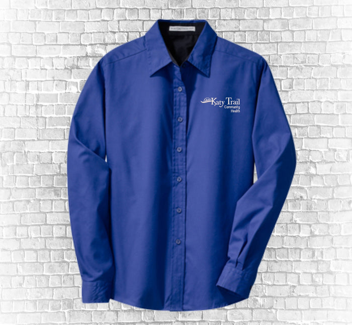 L608 Port Authority® Ladies Long Sleeve Easy Care Shirt (WHITE EMBROIDERY)
