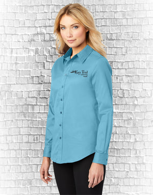 L608 Port Authority® Ladies Long Sleeve Easy Care Shirt (BLACK EMBROIDERY)