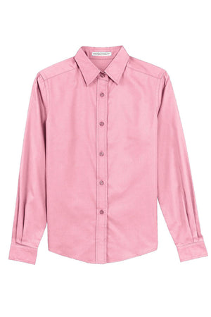L608 Port Authority® Ladies Long Sleeve Easy Care Shirt (BLACK EMBROIDERY)