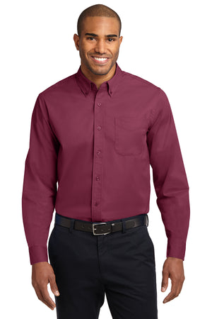 S608  Port Authority® Long Sleeve Easy Care Shirt (WHITE EMBROIDERY)