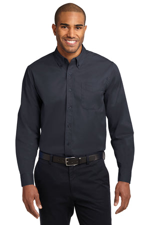 S608  Port Authority® Long Sleeve Easy Care Shirt (WHITE EMBROIDERY)
