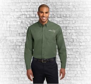 S608  Port Authority® Long Sleeve Easy Care Shirt (WHITE EMBROIDERY)