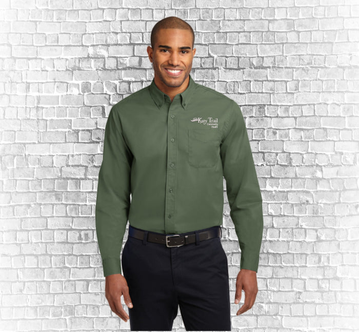 S608  Port Authority® Long Sleeve Easy Care Shirt (WHITE EMBROIDERY)