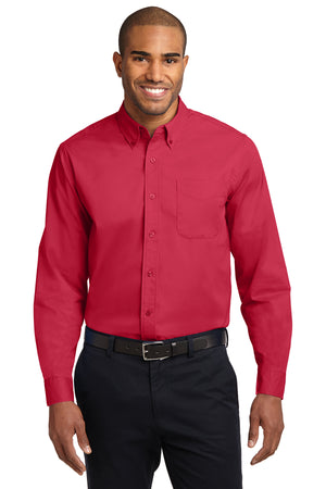 S608  Port Authority® Long Sleeve Easy Care Shirt (WHITE EMBROIDERY)