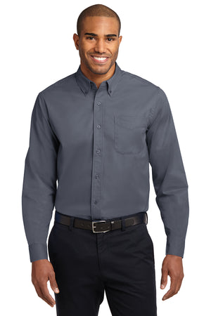 S608  Port Authority® Long Sleeve Easy Care Shirt (WHITE EMBROIDERY)