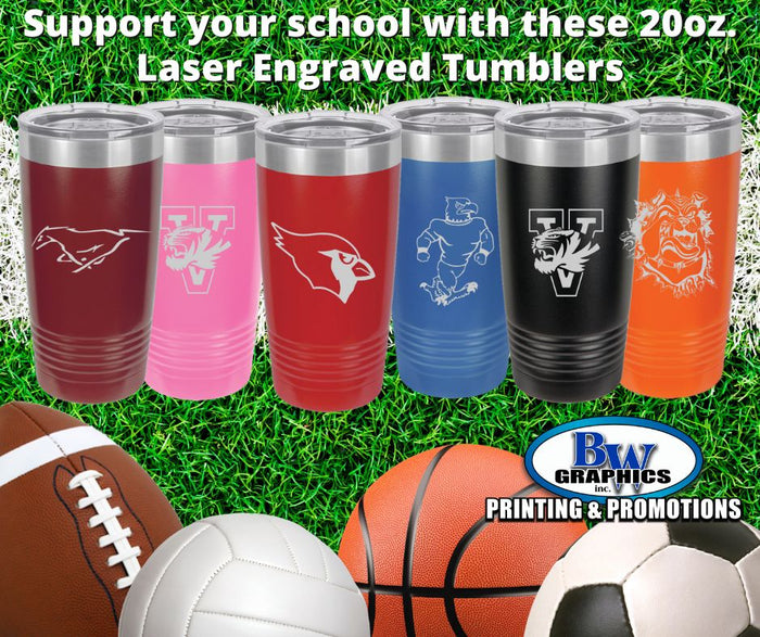 20 oz Colored School Logo Tumbler