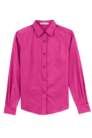 L608 Port Authority® Ladies Long Sleeve Easy Care Shirt (BLACK EMBROIDERY)