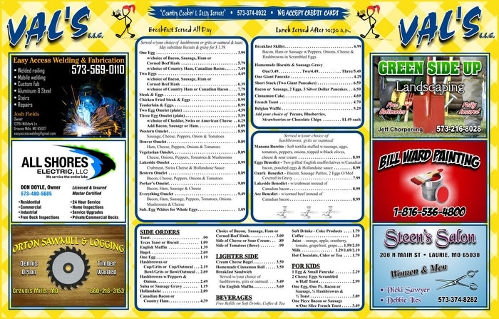 Dine In Menus - Waterproof/Tear Resistant
