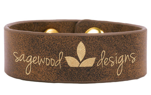 Laser Engraved Leather Cuff Bracelet